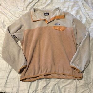 Patagonia Women's Lightweight Synchilla Snap-T Pullover size XXL Beige Orange